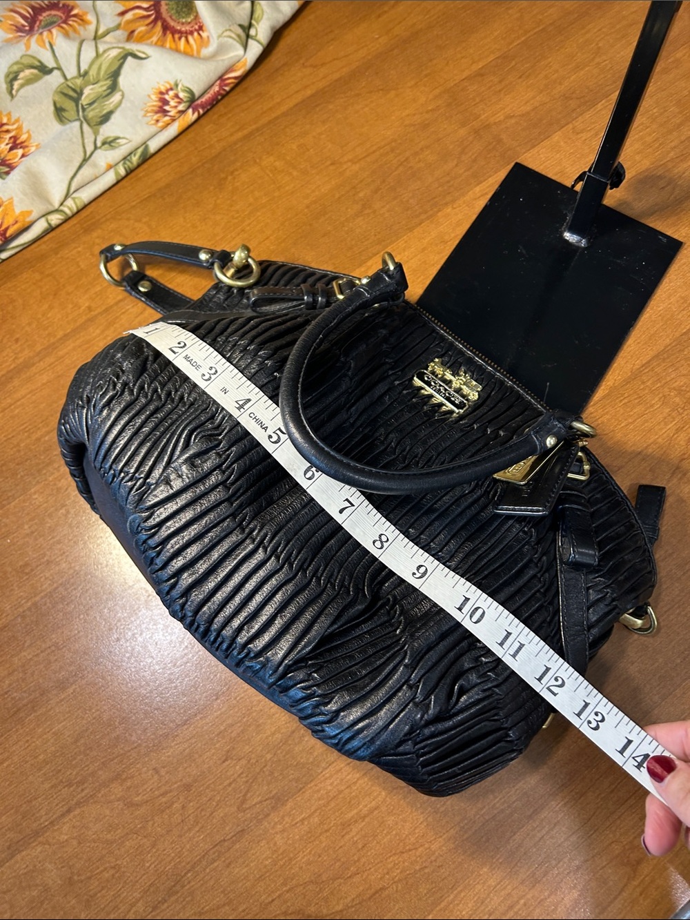 2010 Coach Madison Sophia Black Ruched Leather Satchel with Gold Hardware - Picture 9 of 14